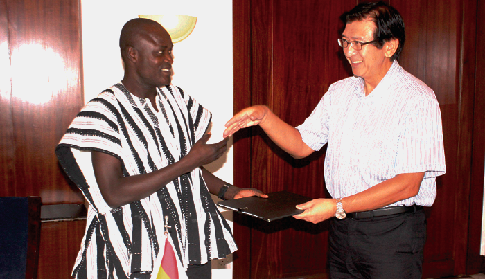 Mr Kaoru Yoshimura (right), Japanese Ambassador to Ghana, handing over the grant document to Mr Shei Fuseini (left), Director, Institute for Sustainable Democratic Development. Picture: NII MARTEY M. BOTCHWAY Mr Kaoru Yoshimura (right), Japanese Ambassador to Ghana, handing over the grant document to Mr Shei Fuseini (left), Director, Institute for Sustainable Democratic Development. Picture: NII MARTEY M. BOTCHWAY